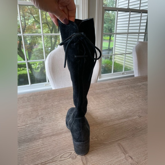 BORN suede tall boots - zipper closure with back tie - size 6 - Picture 2 of 7